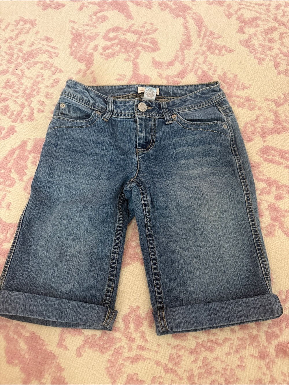 Classic Blue Denim Bermuda Shorts for Women